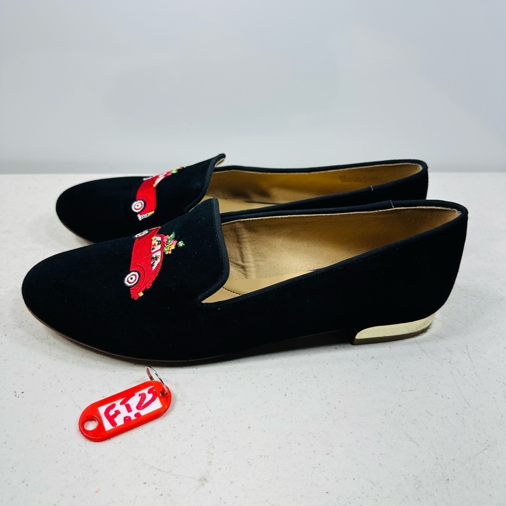 Black Embroidered Loafers
